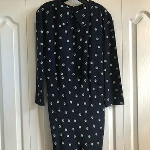 Giorgio Armani navy polka dot silk dress